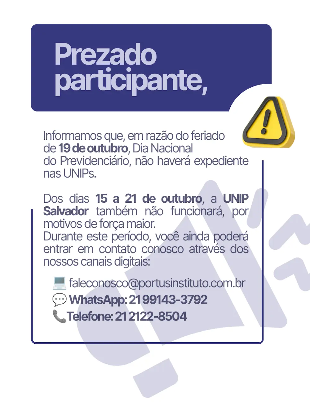 Aviso importante sobre empréstimos